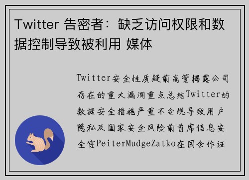 Twitter 告密者：缺乏访问权限和数据控制导致被利用 媒体