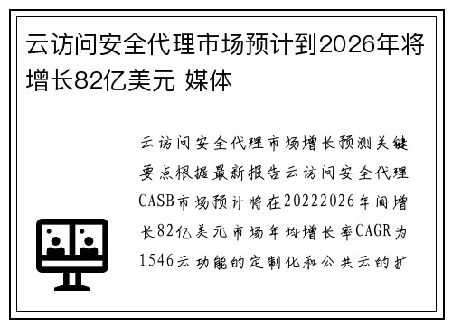云访问安全代理市场预计到2026年将增长82亿美元 媒体 云访问安全代理市场预计到2026年将增长82亿美元 媒体